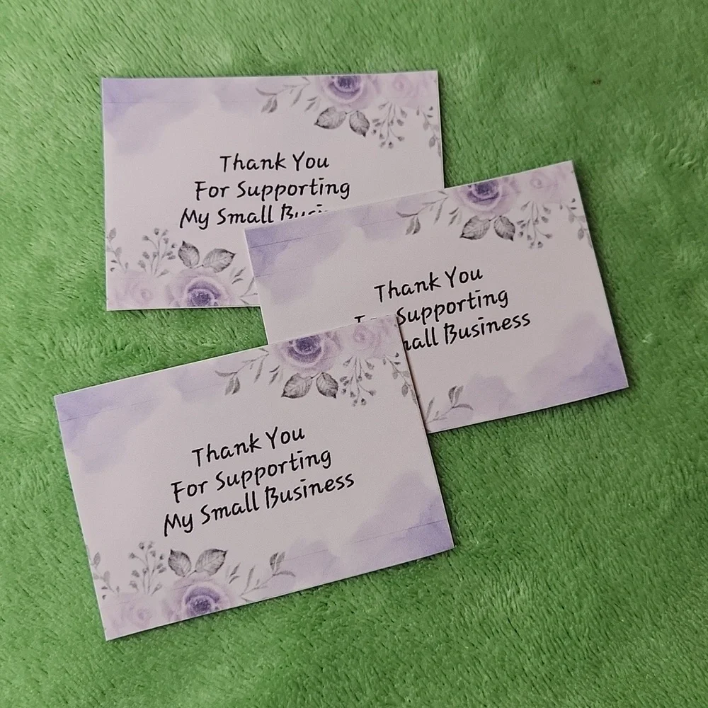 Watercolor Purple Floral Thank You Business Cards 50 Count
